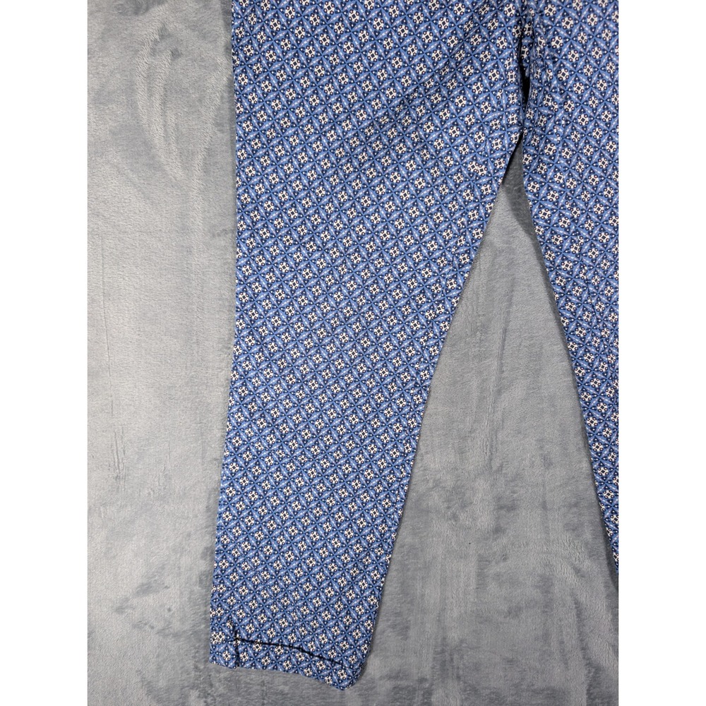 Dalia Collection Womens Size 10 Blue Geometric Tile Print Slim Ankle Pant Cuffed - Picture 8 of 12